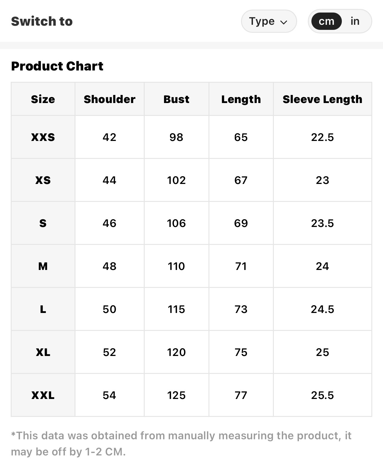 Size Chart